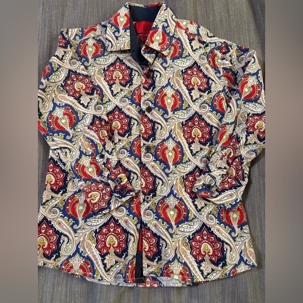 Boys Elie Balleh Red and Blue Paisley Shirt. Size 7 (fits like a 6). EUC